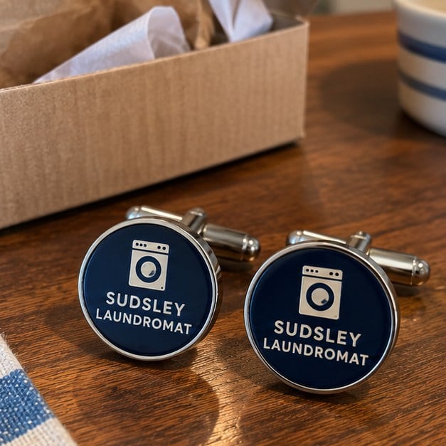 Customer photo of custom cufflinks